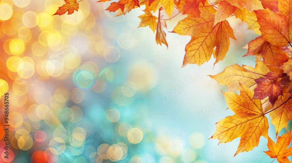 Fall foliage against a bright blue sky and glowing sunlight Fall foliage against a bright blue sky and glowing sunlight