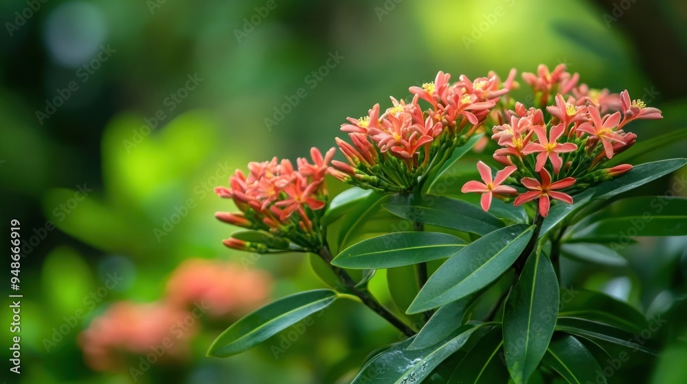 Vibrant Pink Flowers Blooming in a Lush Green Forest Vibrant Pink Flowers Blooming in a Lush Green Forest
