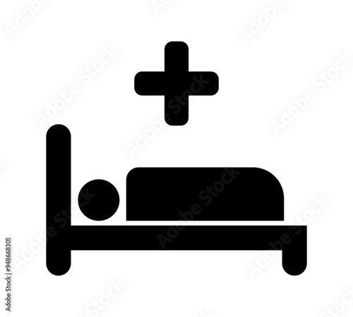 hospital bed icon. public hotel sleeping room symbol. isolated vector symbol of bed sign.