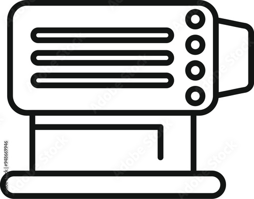 Simple black and white icon of an electric convection oven, featuring a fan for even heat distribution