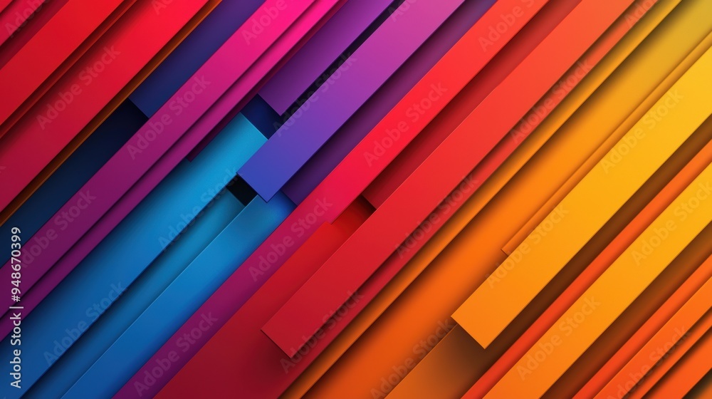 Obraz premium Abstract Geometric Pattern with Vibrant Diagonal Lines in Gradient Colors