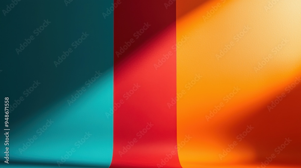 Obraz premium Colorful Abstract Art Highlighting Blue, Red, and Orange Light and Shadows