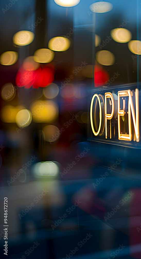 The sign hangs on the glass “Open” door to the establishment. The concept is a service area. The sign hangs on the glass “Open” door to the establishment. The concept is a service area.