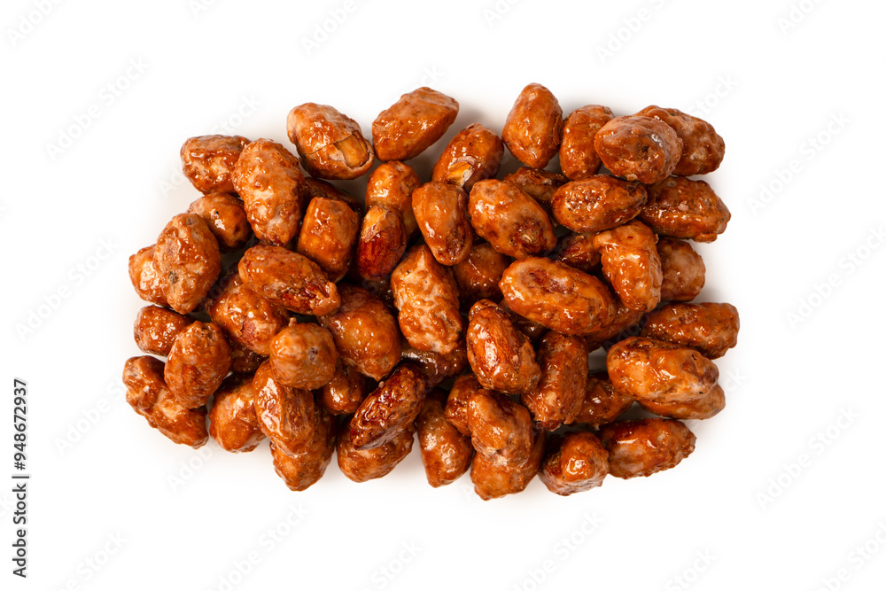 Tasty sweet roasted peanuts isolated on a white background. Tasty sweet roasted peanuts isolated on a white background.