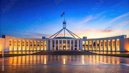 Iconic Australian Parliament House in Canberra, Canberra, Australia, government, politics, landmark, architecture, flag photo