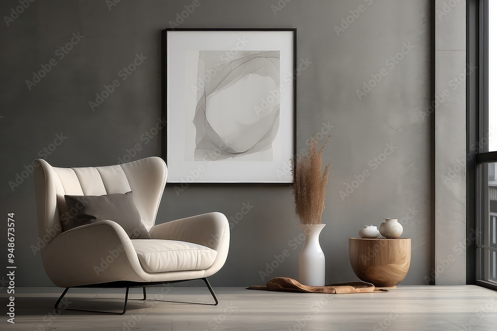 Obraz premium living room with fireplace,design scene,interior of a room,design scene with a sofa