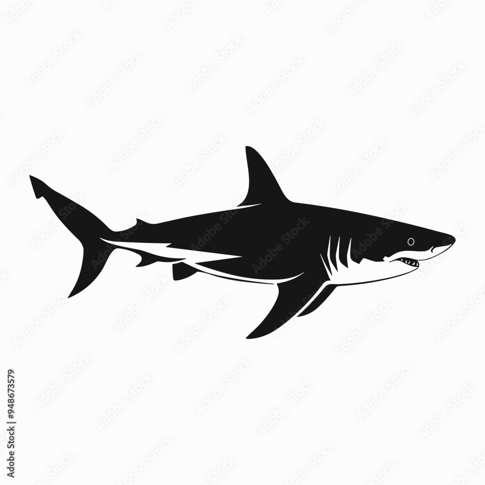 Black shark icon isolated on white background. Abstract simple logo, vector illustration Black shark icon isolated on white background. Abstract simple logo, vector illustration