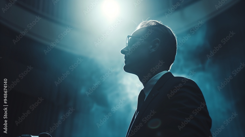 clever ceo in Bright light, high key, giving a speech clever ceo in Bright light, high key, giving a speech