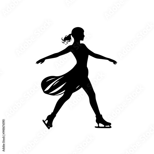 vector silhouette of a Ice Skating