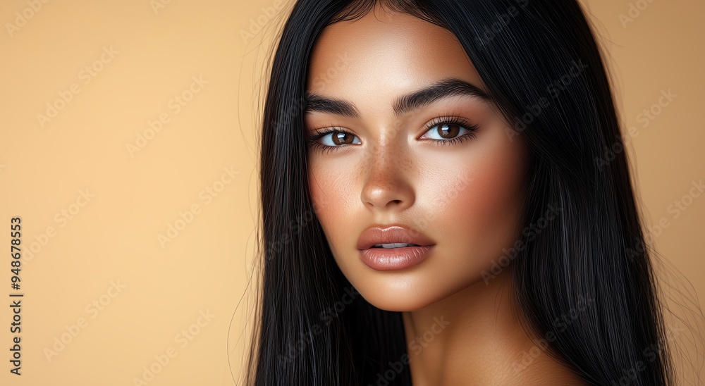 Stunning woman with vibrant black hair Stunning woman with vibrant black hair