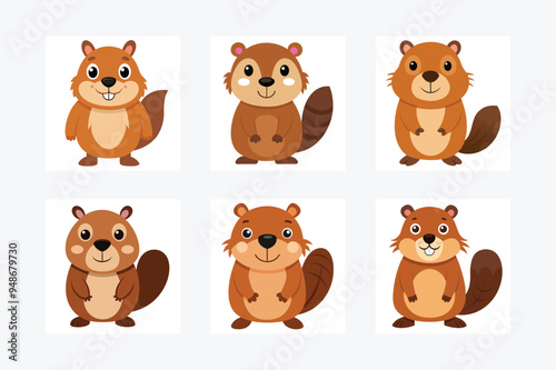 Beaver Vector Illustration Cartoon, Clipart, and Line Art Design