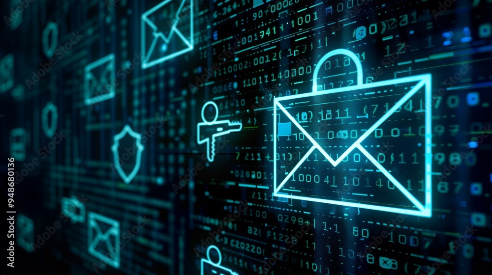 An ominous computer screen with a deceptive email asking for sensitive information, surrounded by An ominous computer screen with a deceptive email asking for sensitive information, surrounded by