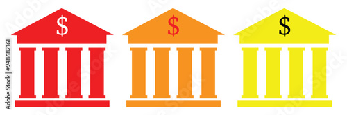 Bank symbol icon vector sign and symbol isolated on white background. Bank icon set. Vector graphic illustration. Suitable for website design, logo, app, template, and ui. Eps file 29.