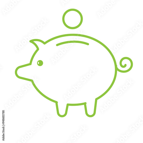 piggy bank vector with a dollar coin illustration on a white background