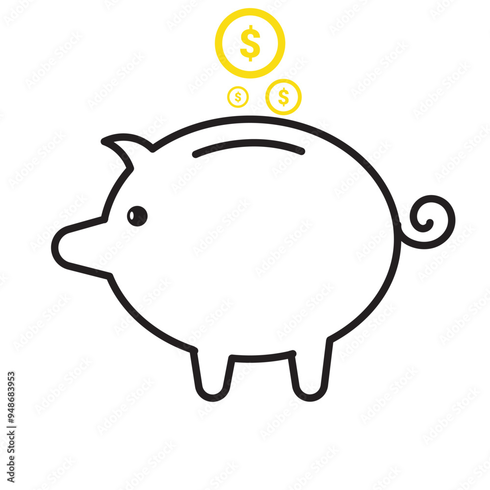 piggy bank vector with a dollar coin illustration on a white background piggy bank vector with a dollar coin illustration on a white background