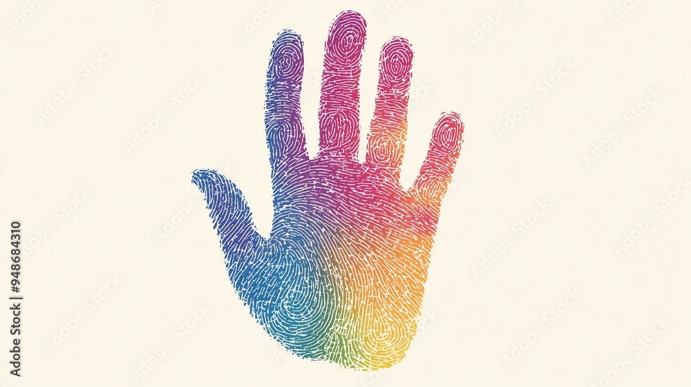 multicolor handprint on white background multicolor handprint on white background