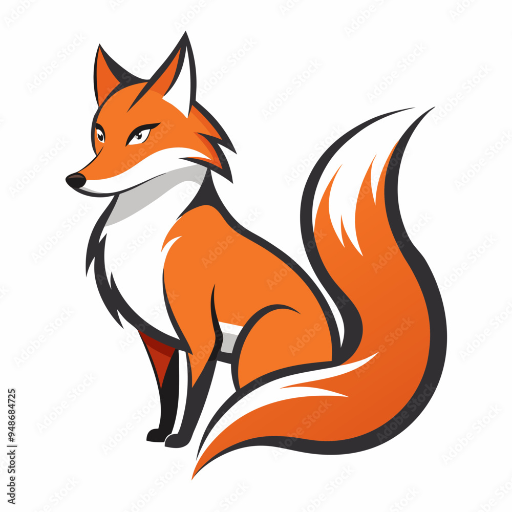 Obraz premium Simplistic Fox Logo Colorful Vector Illustration on White Background