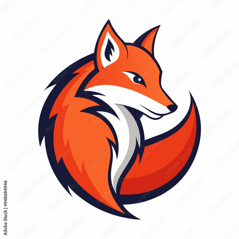 Obraz premium Simplistic Fox Logo Colorful Vector Illustration on White Background
