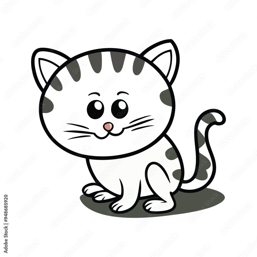 Happy Kitten Sticker Vector Happy Kitten Sticker Vector