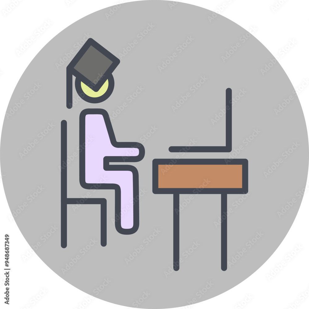 Student using laptop Vector Icon Student using laptop Vector Icon