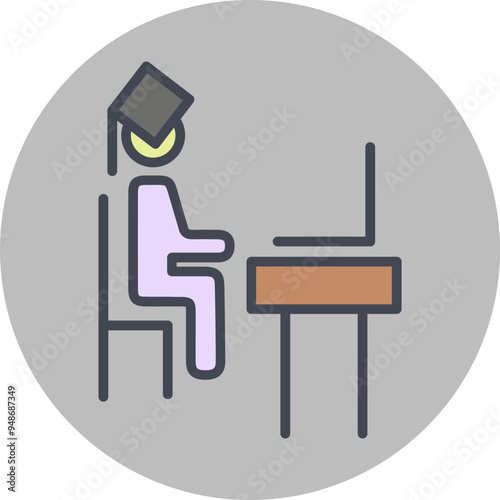 Student using laptop Vector Icon