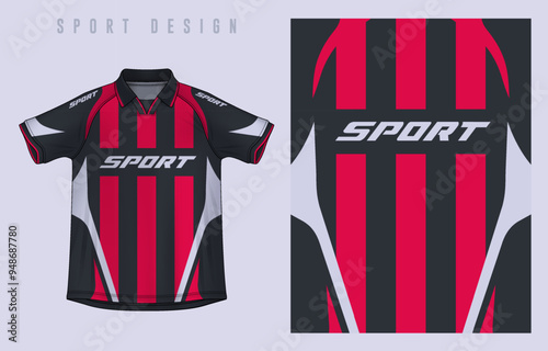 	
Fabric textile design for Sport t-shirt, Soccer jersey mockup for football club. uniform front view.	
