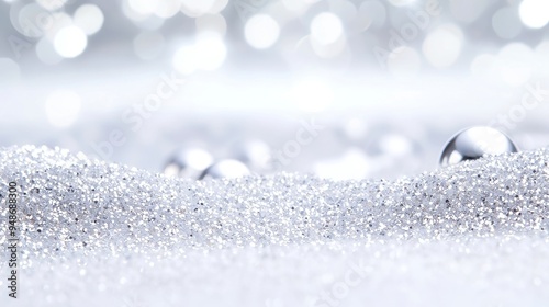 Abstract silver and white background with twinkling star glimmers, perfect for showcasing festive products and promotions during the Christmas and New Year season, inviting and elegant ambiance