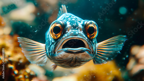 Poisson vu en gros plan dans un aquarium photo