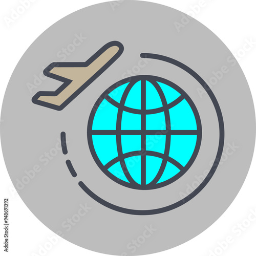 Round Travel Flights Vector Icon