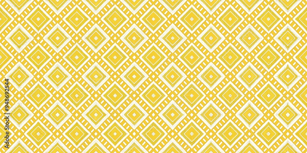 Yellow and White Geometric Diamond Pattern, Digital Art, Abstract Pattern, Texture, Design, Geometric, Pattern