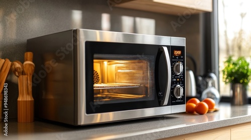 Stainless Steel Microwave with Lit Interior