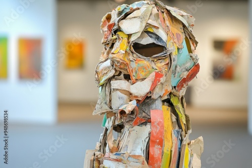 Colorful Paper Sculpture in Art Gallery