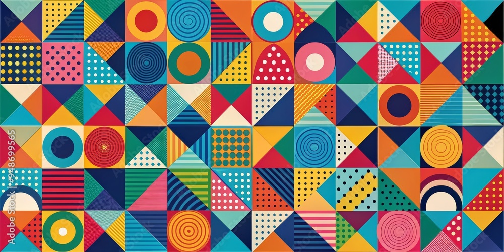 Geometric Abstract Mosaic A Kaleidoscope of Colors and Shapes, abstract , geometry , mosaic
