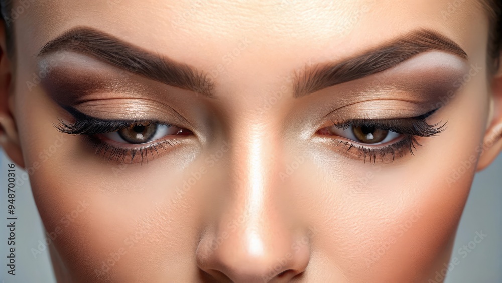 Fototapeta premium Close-up animation of permanent eyebrow makeup procedure