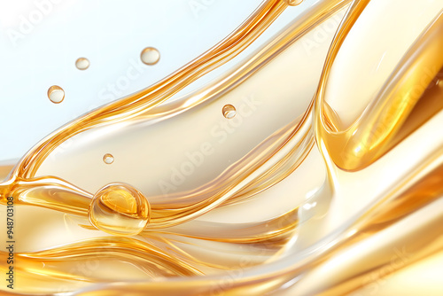 Ultra-Realistic Close-Up of Tocopherol Oil on a Clean White Background