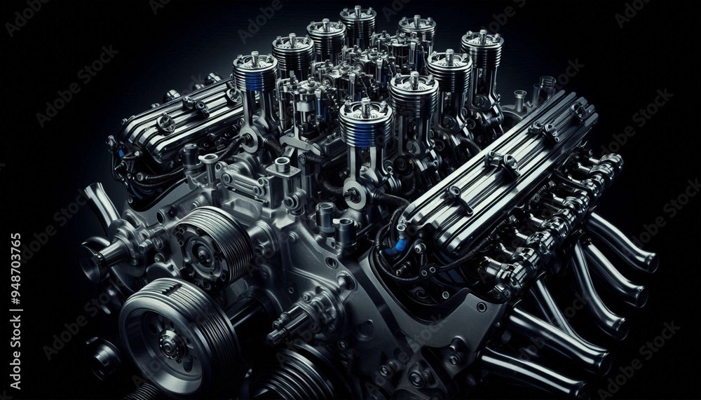 V8 Engine with Revamped Pistons and Carburetor for High Performance V8 Engine with Revamped Pistons and Carburetor for High Performance