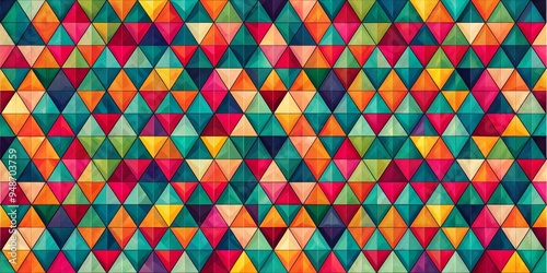 Abstract Geometric Triangle Pattern with Watercolor Texture, Colorful, Pattern, Geometric photo