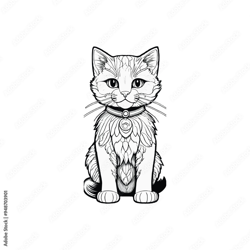 Obraz premium Cat illustration sticker template