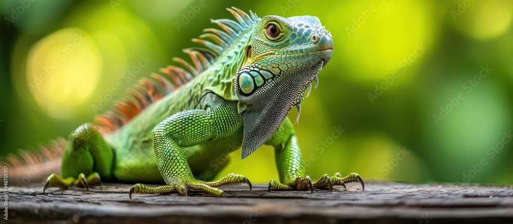 Green Iguana on a Log