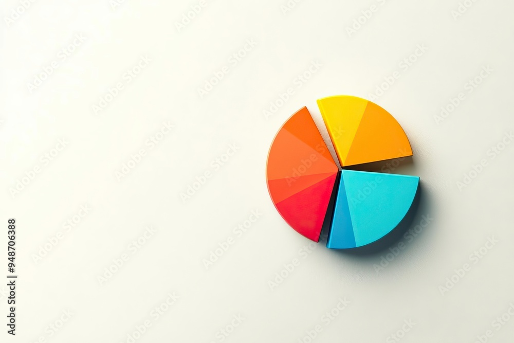 Fototapeta premium A colorful pie chart representing data segments, perfect for illustrating statistical analysis and business presentations.