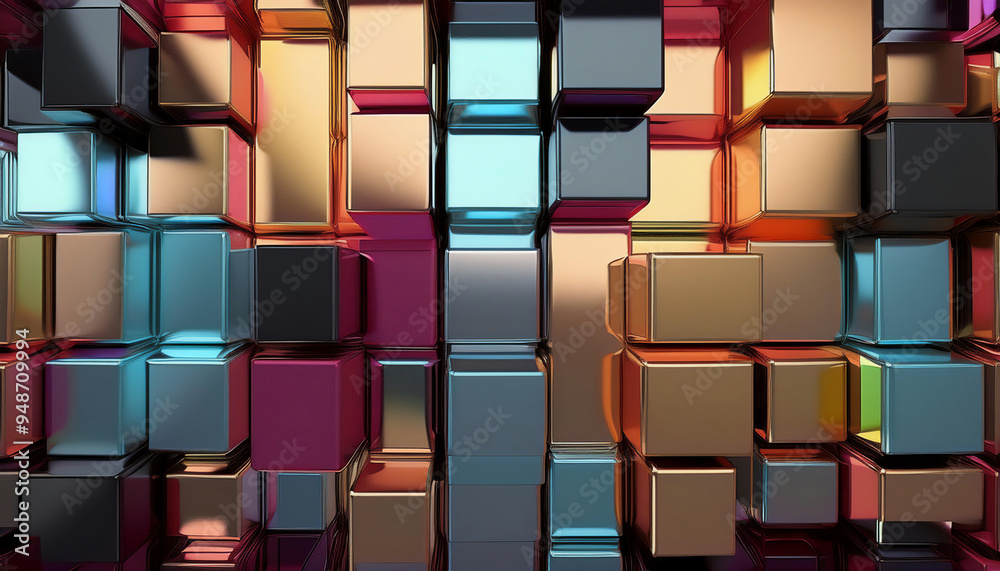 3D Simple Business Background with random colors Metallic Squares 3D Simple Business Background with random colors Metallic Squares