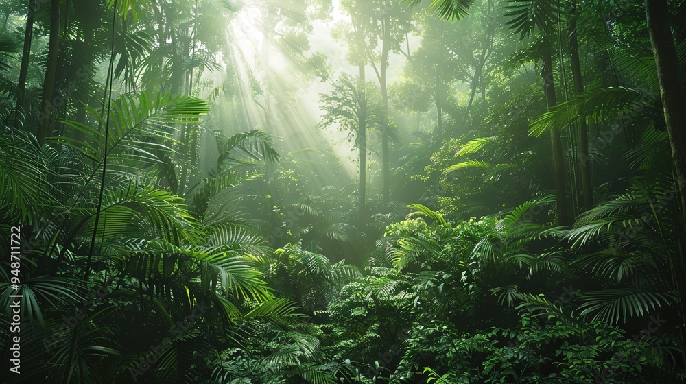 Fototapeta premium Lush green forest wallpaper