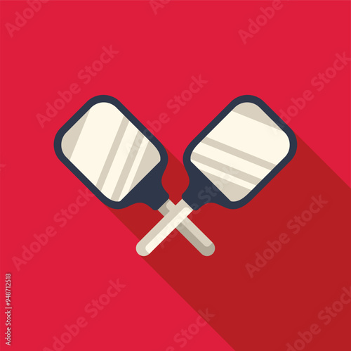 Minimalist illustration of two hand mirrors crossing, featuring a bold color scheme and long shadow