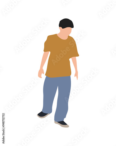 Flat vector people and illustration, man with casual outfit