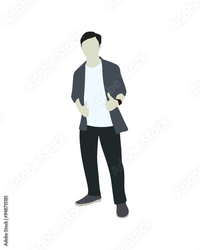 Flat vector people and illustration, man with casual outfit