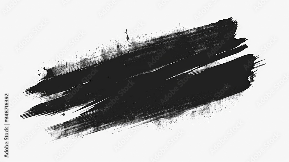 Single, thin, horizontal brush line, black, vector art ,plain, flat shape Single, thin, horizontal brush line, black, vector art ,plain, flat shape