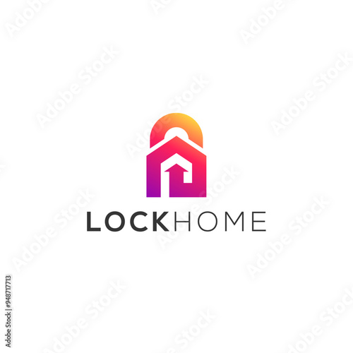 Lock Home Modern Logo Vector