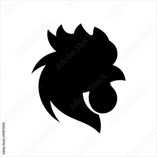 Rooster mascot head silhouette vector illustration design on white background.