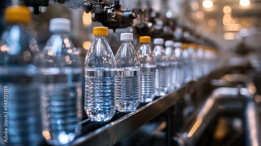 Bottled Water Production Line in a Factory Bottled Water Production Line in a Factory