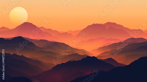 sunset at the mountain wallpaper